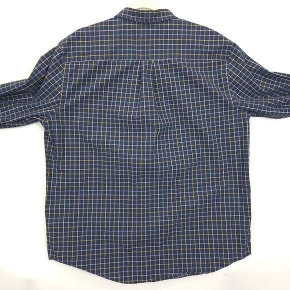 Croft & Barrow Window Pane Plaid Button Down Shirt Easy Care Men XL Blue Yellow - Picture 2 of 12